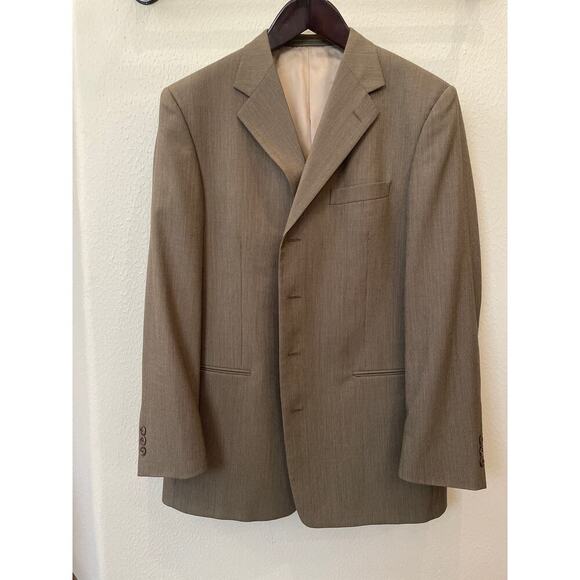 Vintage Monsieur by Givenchy 100% Worsted Wool Mens Blazer Jacket 44L Brown/Blk - Picture 9 of 11
